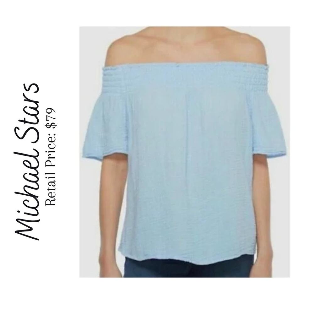 Michael Stars Sea Breeze Smocked off Shoulder Shirt